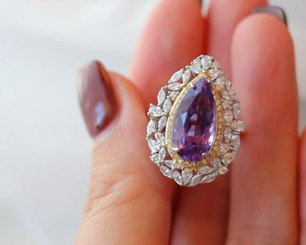 Royal Style Pear -Cut Amethyst Ring - verstelbaar