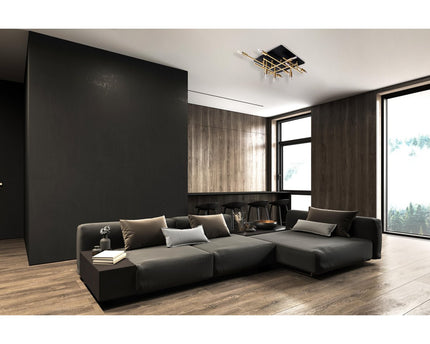 LED -plafondlamp "Ancona" met achtergrondverlichting gemaakt van metaal in zwart en messing, G9 -versies, lamp voor woonkamer, eetkamer, gang en kantoor, ca.