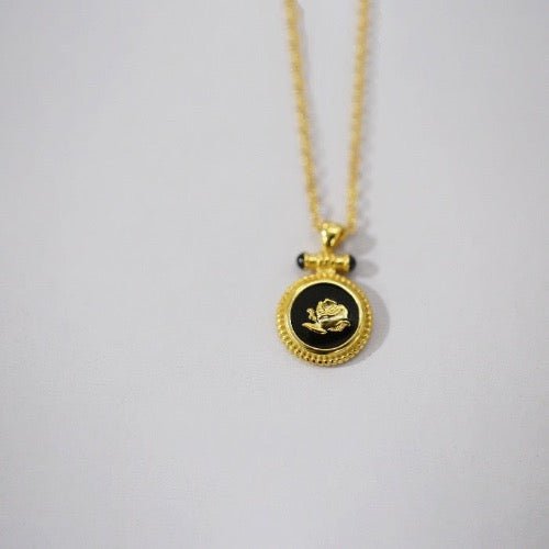 Zwart emaille Rose hanger ketting