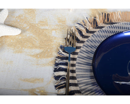 Dessy in jute canvas raye beige et bleu