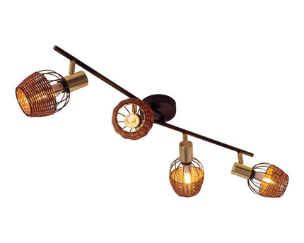 4 plafondlamp "Corbis", metalen plek in zwart en goud, met E14 -aansluiting, voor eetkamer, woonkamer, gang of kantoor, plafondlamp, 78 cm lang