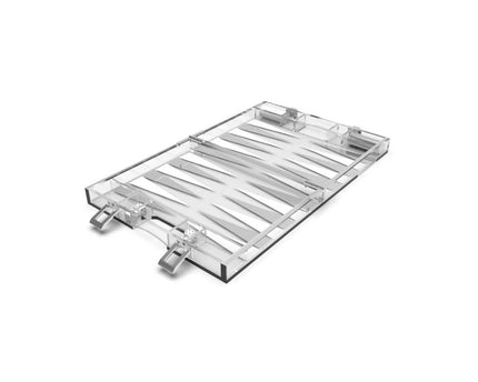 Backgammon Game Mini Case in White and Silver Acryl 25x20X5C