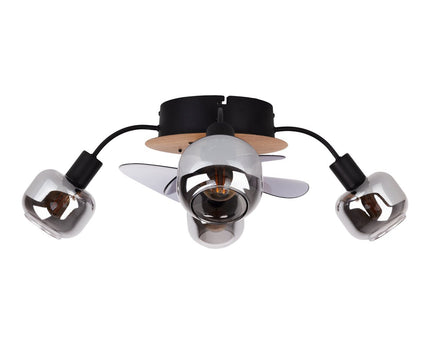 Plafondlamp inclusief ventilator "fumoso", in zwart, bruin en natuur, voor E27, Ø 51 cm