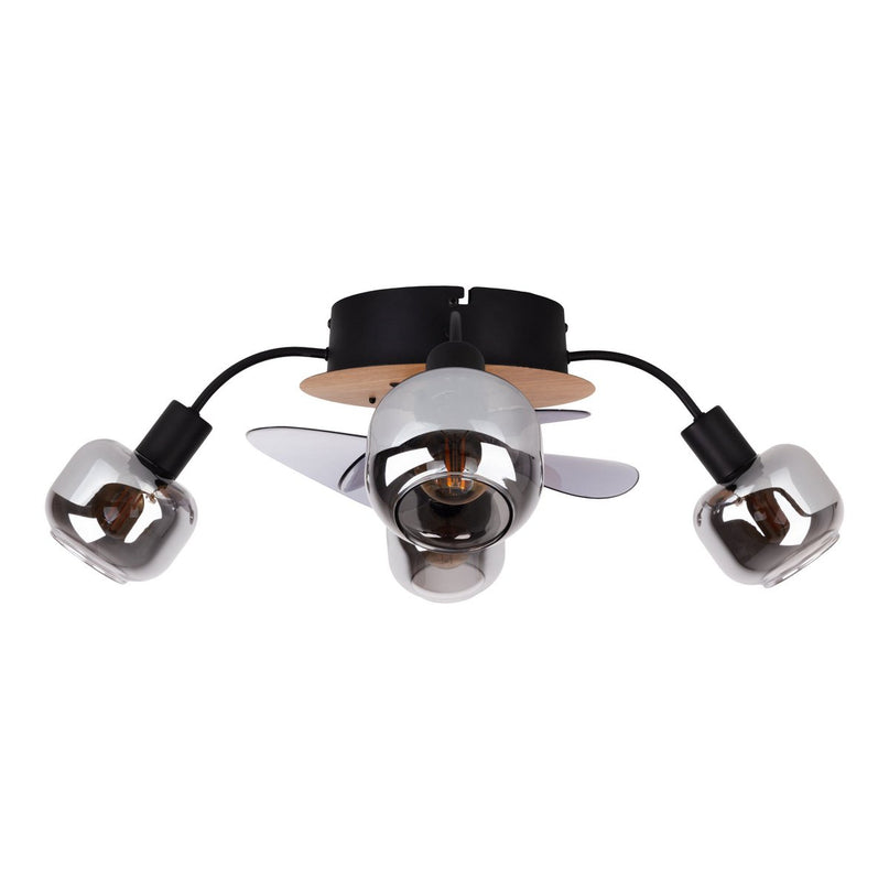 Plafondlamp inclusief ventilator "fumoso", in zwart, bruin en natuur, voor E27, Ø 51 cm