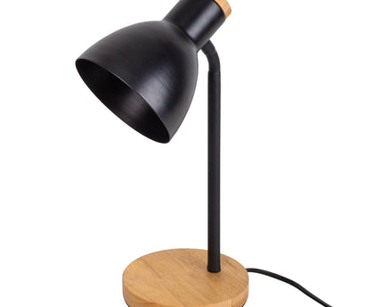 "Marie" bureaulamp gemaakt van metaal en hout, E14, zwart, 36,5 cm hoog