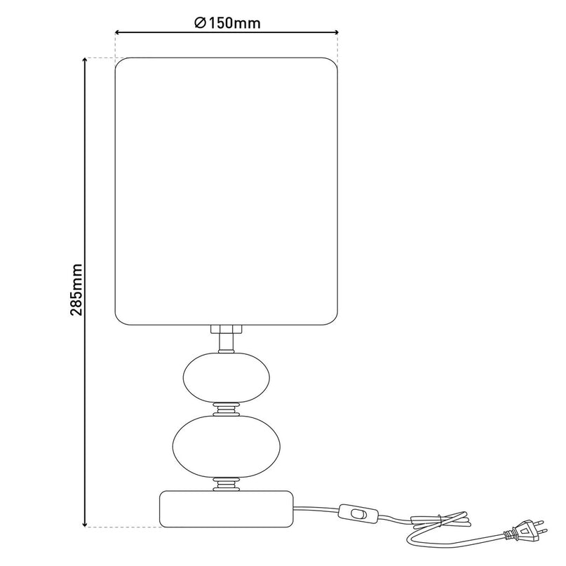 Stof, tafellamp "mali", tafellamp gemaakt van metaal- en textielmateriaal, wit, met E14 -aansluiting, voor eetkamer, woonkamer, gang of kantoor, tafellamp voor woonkamer of eetkamer, bedlamp 28,5 cm hoog