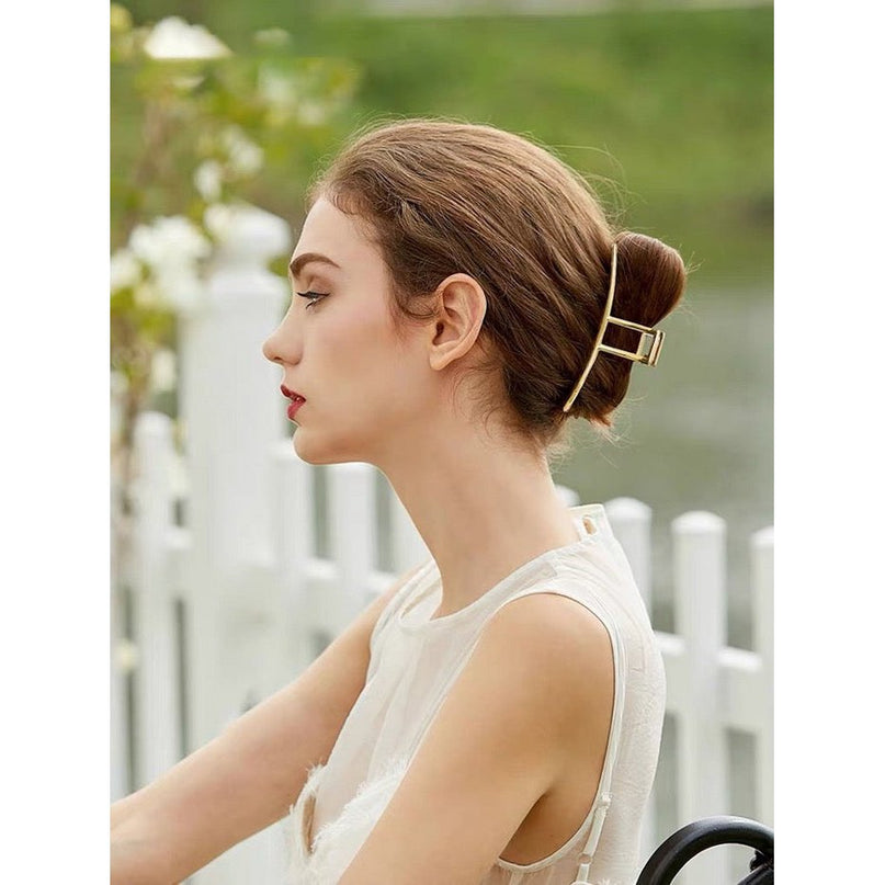 Minimalistische lijn grote klauw metalen haarclips
