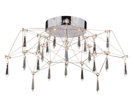 LED -plafondlicht "Araneus" gemaakt van metaal en glas in chroom, Ø 55 cm, met stevig ingebouwde LED's, verlichting voor woonkamer, eetkamer, gang of kantoor