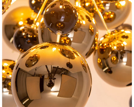 Plafondlamp "explosie" goud gemaakt van metaal en glas, G9 -versies, plafondlamp voor eetkamer, woonkamer, gang of kantoor, Ø57 cm
