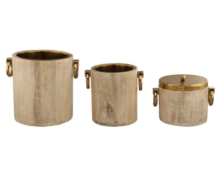 Gouden houten ijsemmer 20x25x20cm