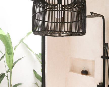 Lampenkap Zwart Rotan Plafondlamp Hanger Handgemaakt van natuurlijke vezels LIKU (2 maten)