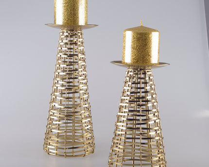 Goudmetalen kandelaar Hoogte 27 cm