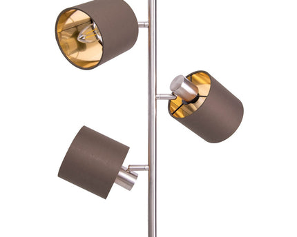 Staande lamp "maron" gemaakt van metalen satine-mat met stof paraplu's in bruin, met E14-aansluiting, voor eetkamer, woonkamer, gang of kantoor, lamp voor woonkamer, eetkamer, hal en kantoor, staande lamp in 153 cm High