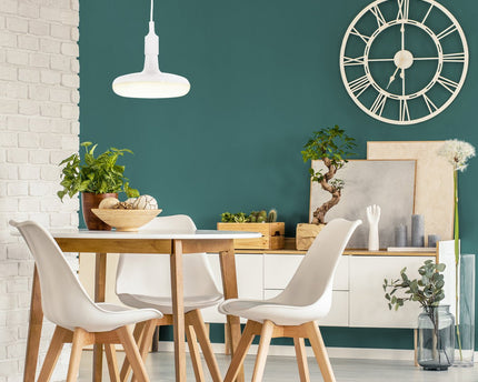 Hangende lamp "UFO" LED witte hangende lamp gemaakt van plastic met E27 -aansluiting inclusief lampen
