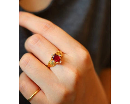 Echte Ruby Solitaire Ring-verstelbaar