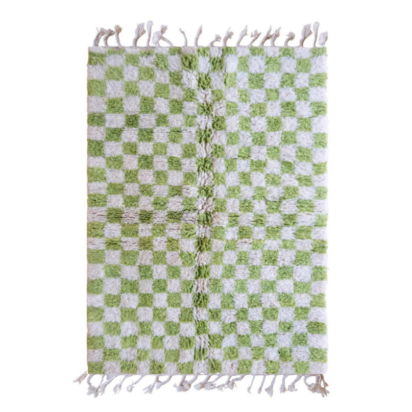 Berber geruit wollen vloerkleed 153 x 244 cm