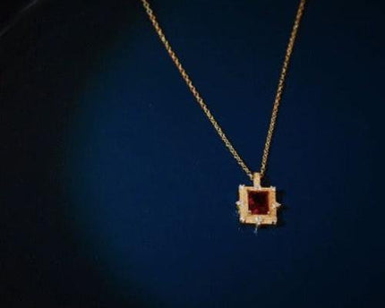 Red Agate ingelijste hangketting