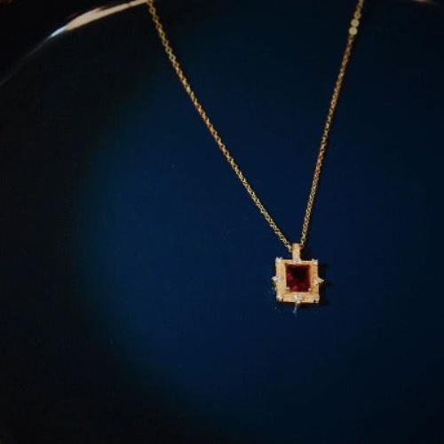 Red Agate ingelijste hangketting