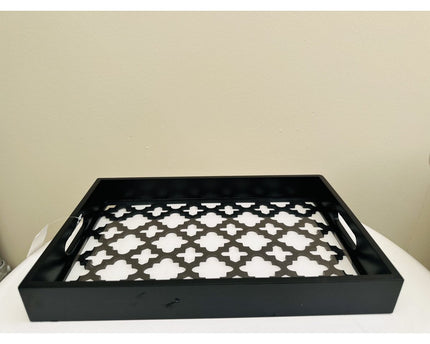 Zwart houten glazen dienblad