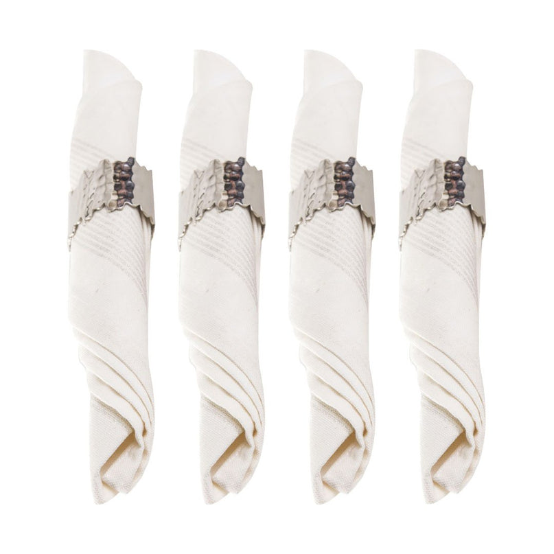Set van 4 rondes van gehamerde ovale handdoeken