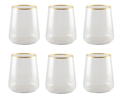 Mat vergulde waterglazen - veel van 6