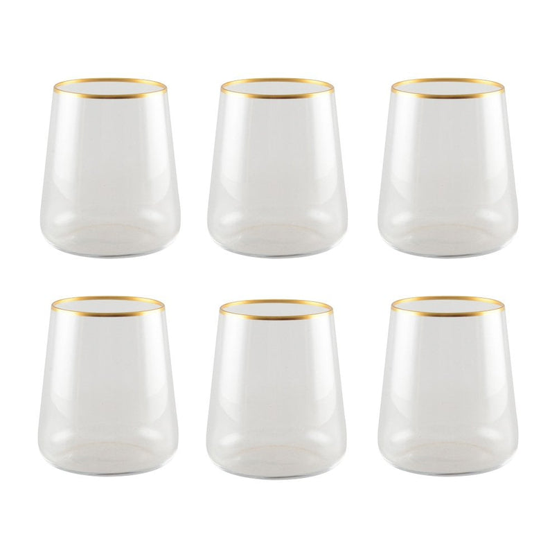 Mat vergulde waterglazen - veel van 6