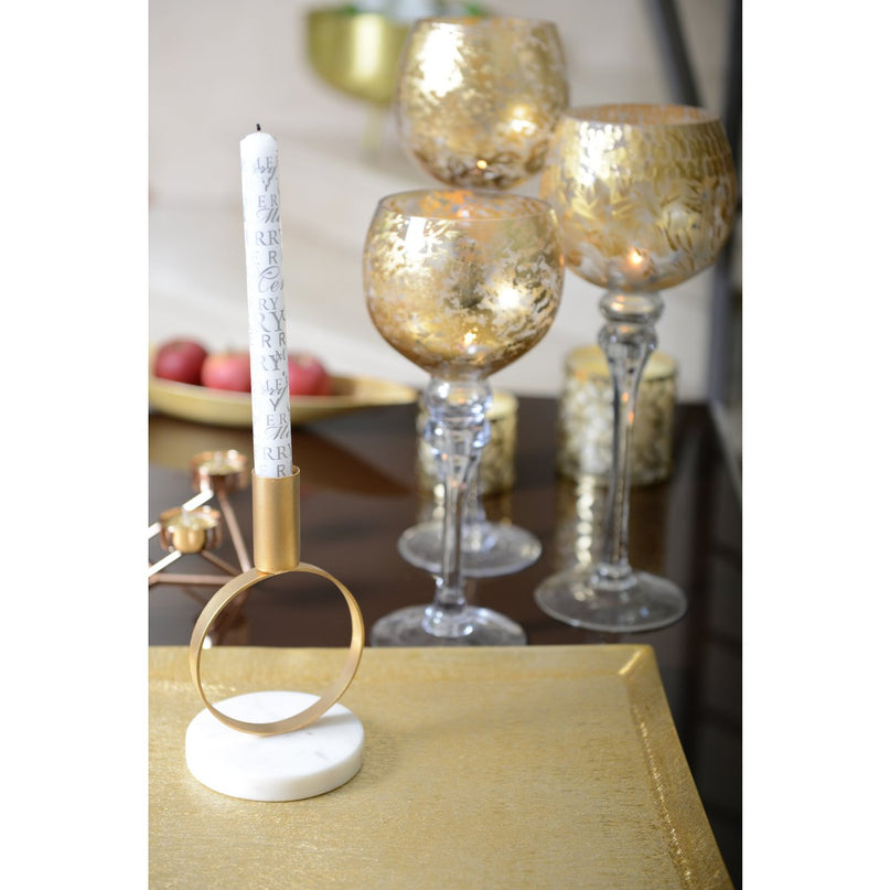 Ronde Matt Golden kandelaar H.17 cm