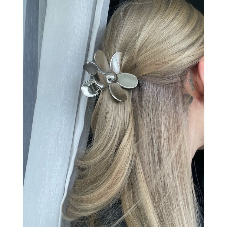 Levendige bloem klauw metalen haar clips-goud n zilver
