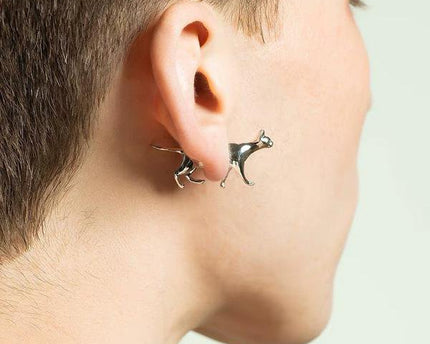 Puppy n Cat Design dubbelzijdige oorbel, één stuk