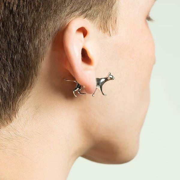 Puppy n Cat Design dubbelzijdige oorbel, één stuk