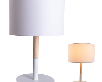 Textieltafel Licht "Tessile", tafellamp gemaakt van metaal, textiel en rubberen boom in wit/natuur, met E14 -aansluiting, voor eetkamer, woonkamer, gang of kantoor, 37 cm hoog