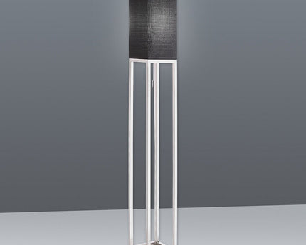 Staande lamp "Alfa", moderne vloerlamp gemaakt van metaal en textiel in chroom/donkergrijs, met E27 -aansluiting, 150,5 cm hoog, chique lamp voor gang, woonkamer en kantoor