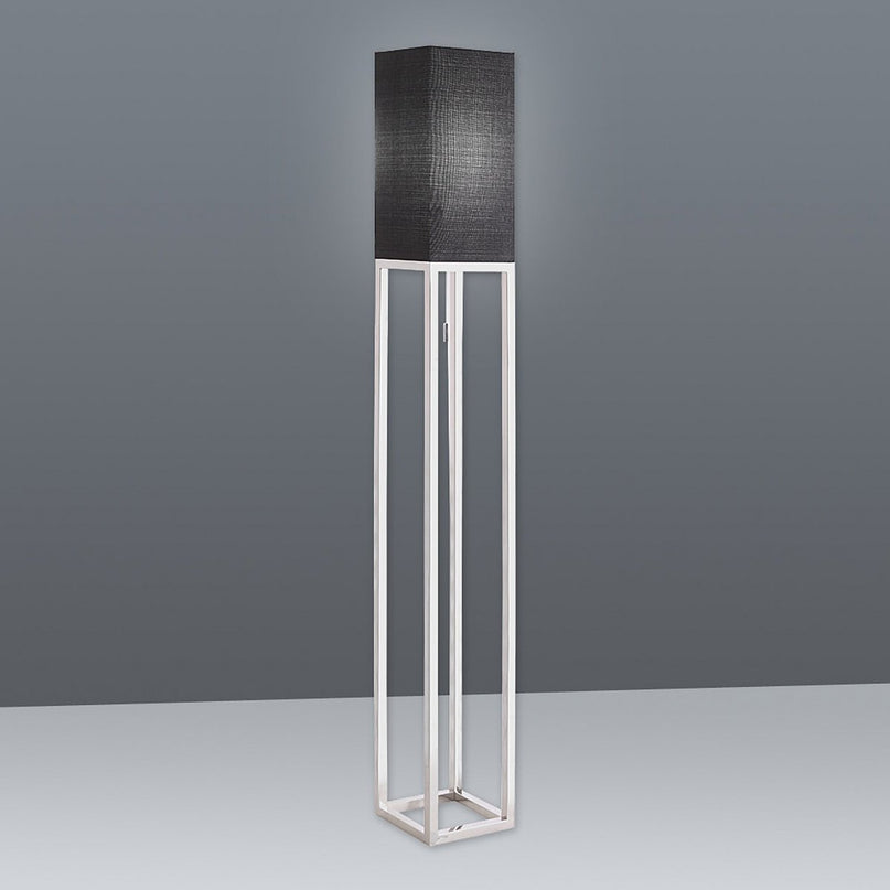 Staande lamp "Alfa", moderne vloerlamp gemaakt van metaal en textiel in chroom/donkergrijs, met E27 -aansluiting, 150,5 cm hoog, chique lamp voor gang, woonkamer en kantoor