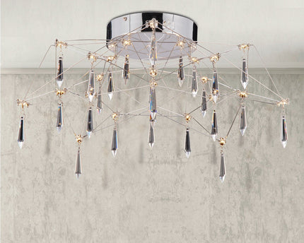 LED -plafondlicht "Araneus" gemaakt van metaal en glas in chroom, Ø 55 cm, met stevig ingebouwde LED's, verlichting voor woonkamer, eetkamer, gang of kantoor