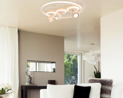 3 Spot LED -plafondlamp "Ronda" Ø 50 cm, gemaakt van metaal en plastic, wit, GU10, vlekken binnen