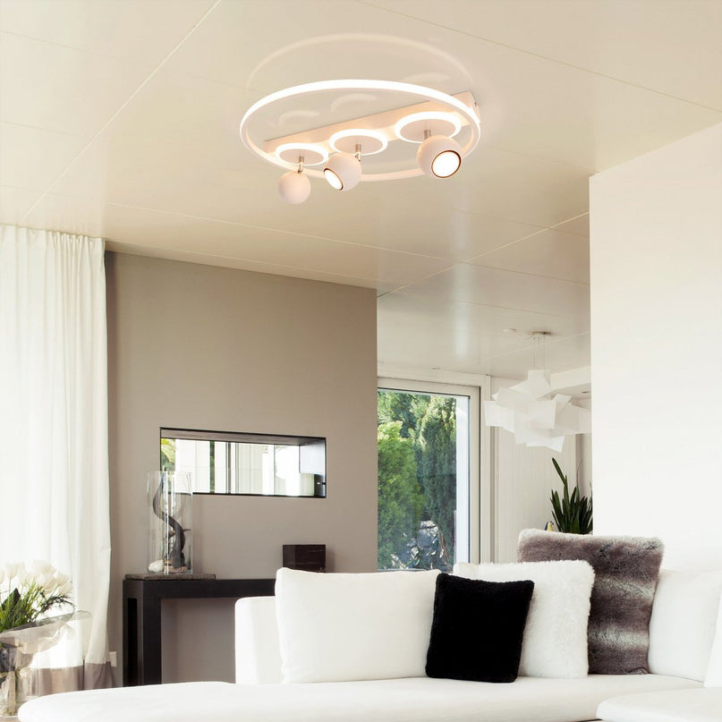 3 Spot LED -plafondlamp "Ronda" Ø 50 cm, gemaakt van metaal en plastic, wit, GU10, vlekken binnen