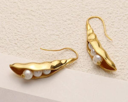 Vintage stijl Pea Pod Design gouden oorbellen