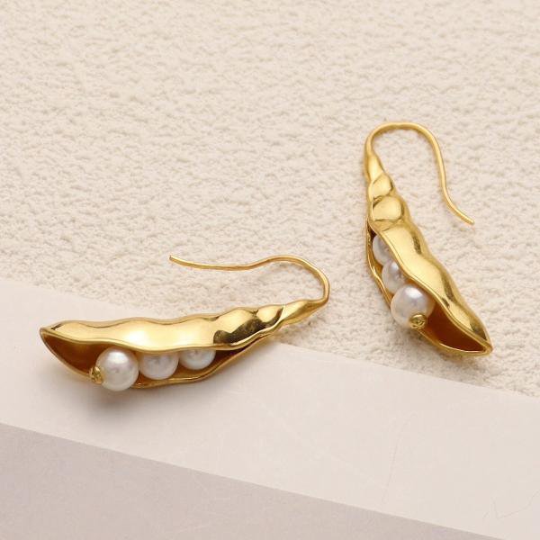 Vintage stijl Pea Pod Design gouden oorbellen