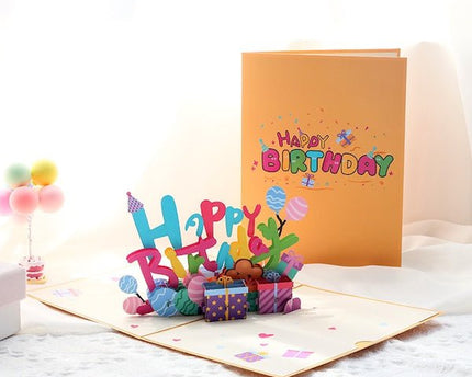 3D -kaart - Happy Birthday Letters Card