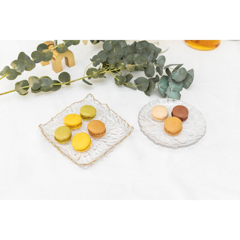 Vierkante beker met gouden vergulde rand 15,5x15.5x3,5 cm