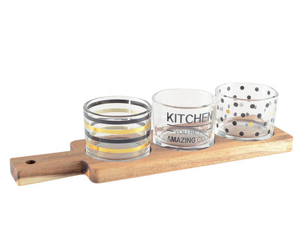 Aperitif Set van 3 glazen met houten lade 29.5x8x6.1cm