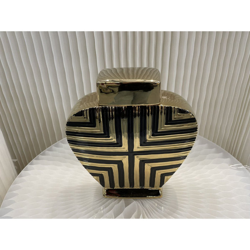 Prachtige gouden en zwarte kunstdecor geïnspireerde pot