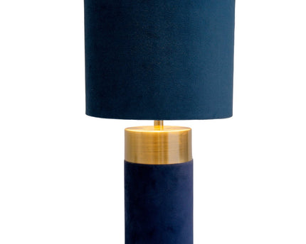 Tafellamp "bordo" 32 cm hoog gemaakt van metaal en velours in goud en blauw, met E14 -versie, lamp voor eetkamer, woonkamer, gang of kantoor