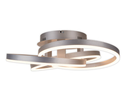 Smart Home LED plafondlicht "Divora" Ø 58 cm, plafondlamp gemaakt van metaal, aluminium geborsteld en wit plastic, met veel functies, stevig gebouwd -in LED's, verlichting voor woonkamer, eetkamerkantoor of gang