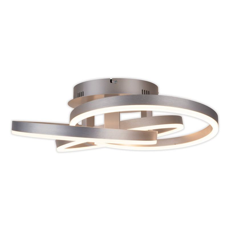 Smart Home LED plafondlicht "Divora" Ø 58 cm, plafondlamp gemaakt van metaal, aluminium geborsteld en wit plastic, met veel functies, stevig gebouwd -in LED's, verlichting voor woonkamer, eetkamerkantoor of gang