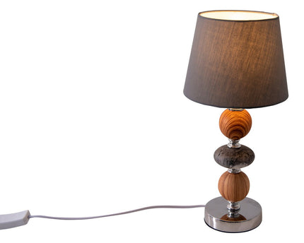 Keramische tafellamp "araga" 36 cm hoog, tafellamp gemaakt van metaal, hout en marmer, met tekstbladen, grijs, met E14 -aansluiting, verlichting voor eetkamer, woonkamer, gang of kantoor