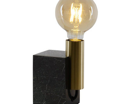 Marmortale lamp "Gemma" 16 cm hoog, gemaakt van marmer en messing gekleurd metaal, E27-versie, verlichting voor eetkamer, woonkamer, gang of kantoor