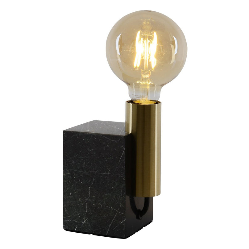 Marmortale lamp "Gemma" 16 cm hoog, gemaakt van marmer en messing gekleurd metaal, E27-versie, verlichting voor eetkamer, woonkamer, gang of kantoor