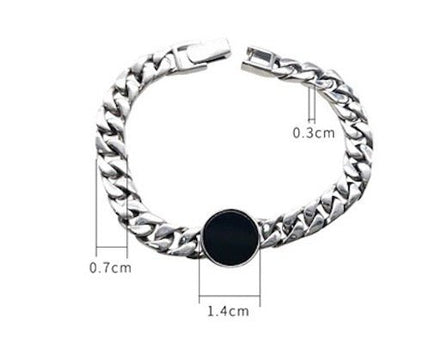 Sterling zilveren Cubaanse kettingarmband - zwarte onyx