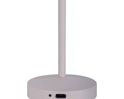 2 Set LED Battery Table Light "Gomba" voor buiten en binnen, gemaakt van metaal en plastic in wit, 18,5 cm hoog